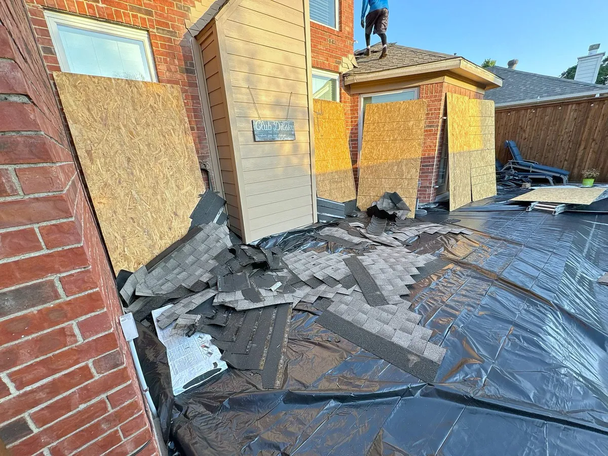 Tear-off in progress on the back slope