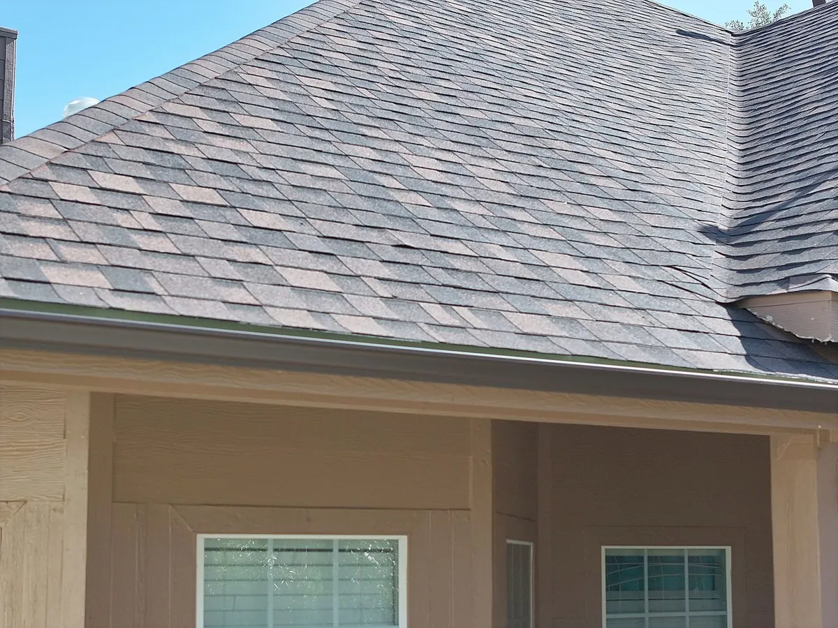 Completed roof above the garage