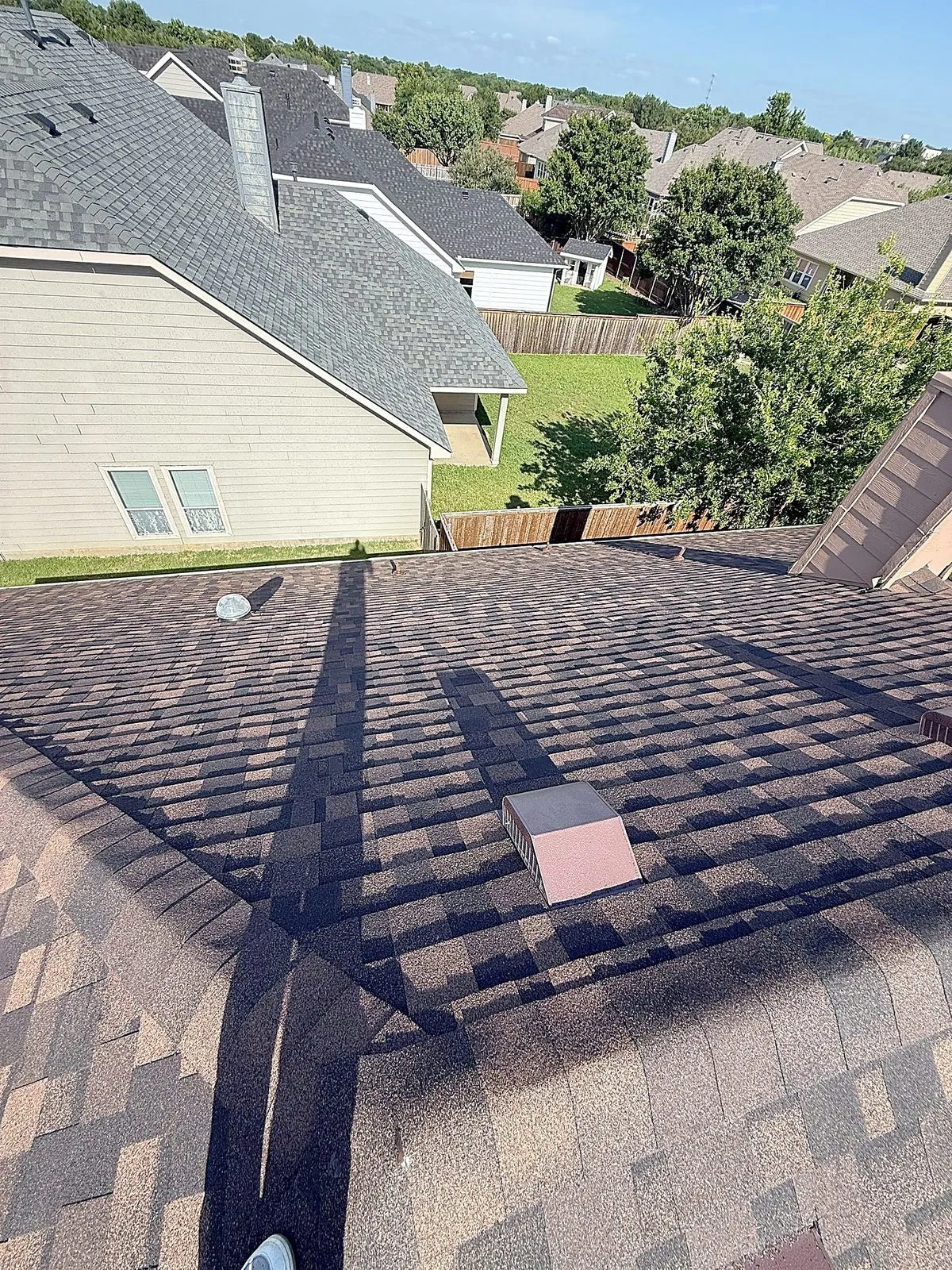 Finished roof and hip seen from the drone